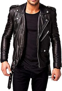 mens black leather motorcycle jacket