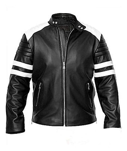 black and white leather jacket