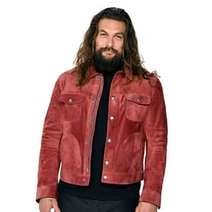 Suede burgundy jason momoa aquaman 2 jacket front view