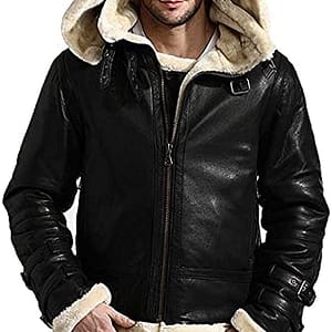 Men Winter Shearling Jacket Fur Warm Coat Thick Leather Bomber