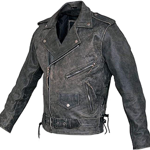 Men’s Distressed Black Leather Biker Jacket