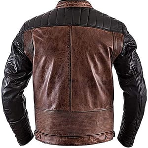 Black & Brown Leather Biker Jacket
