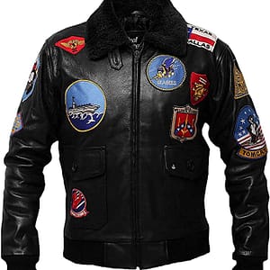 Top Gun Black Leather Bomber Jacket