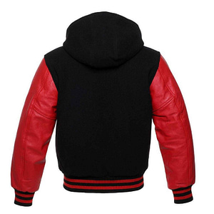 Red and Black Varsity Hoodie Jacket