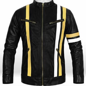 Black and Yellow Mens Leather Jacket