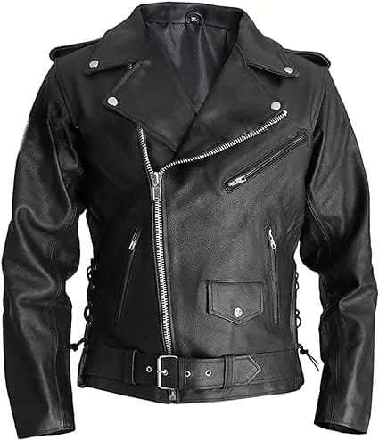 Marlon brando black motorcycle leather jacket front view