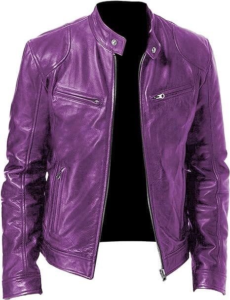 mens dark purple leather jacket