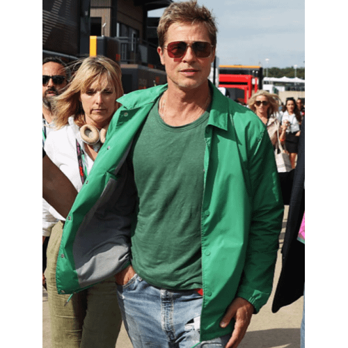 F1 brad pitt cotton green jacket front view