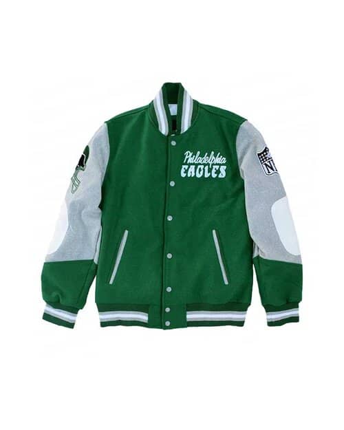 Princess diana philadelphia eagles varsity jacket front view