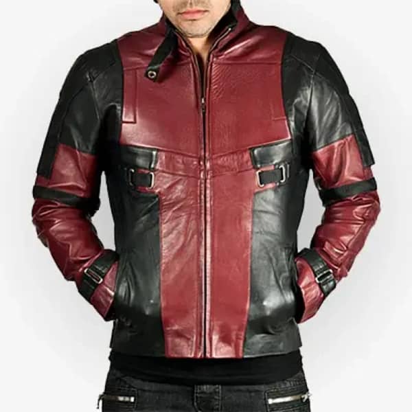 Ryan reynolds deadpool leather jacket front view