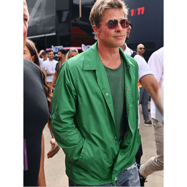 F1 brad pitt cotton green jacket side view