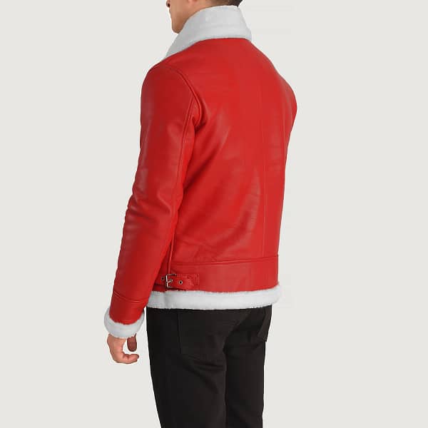 Francis b-3 red leather bomber jacket back view