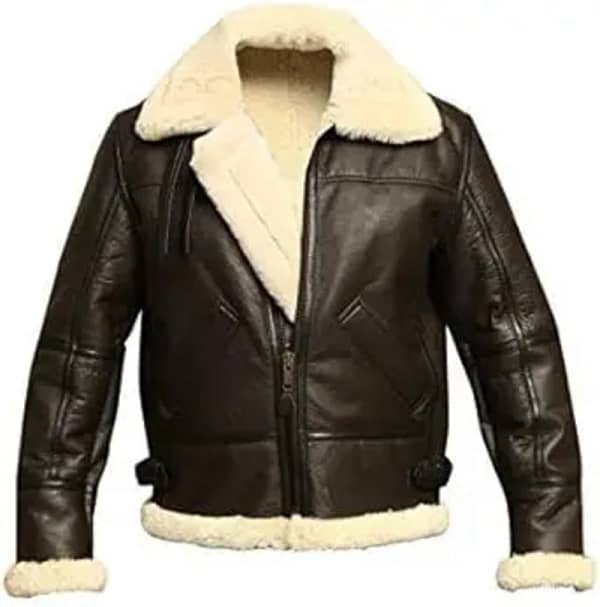 B3 shearling bomber jacket front view