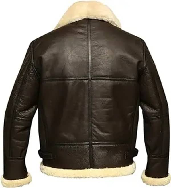 B3 shearling bomber jacket back view