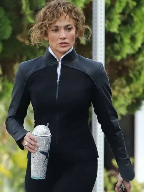 Jennifer lopez atlas 2024 black jacket front view