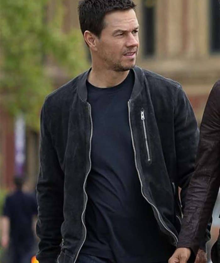 Mark wahlberg the union black bomber jacket front view