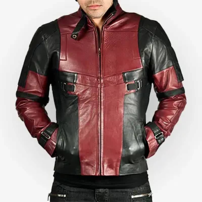 Ryan reynolds deadpool leather jacket front view