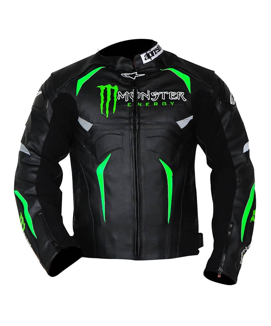 Alpinestars hellhound monster energy biker jacket front view