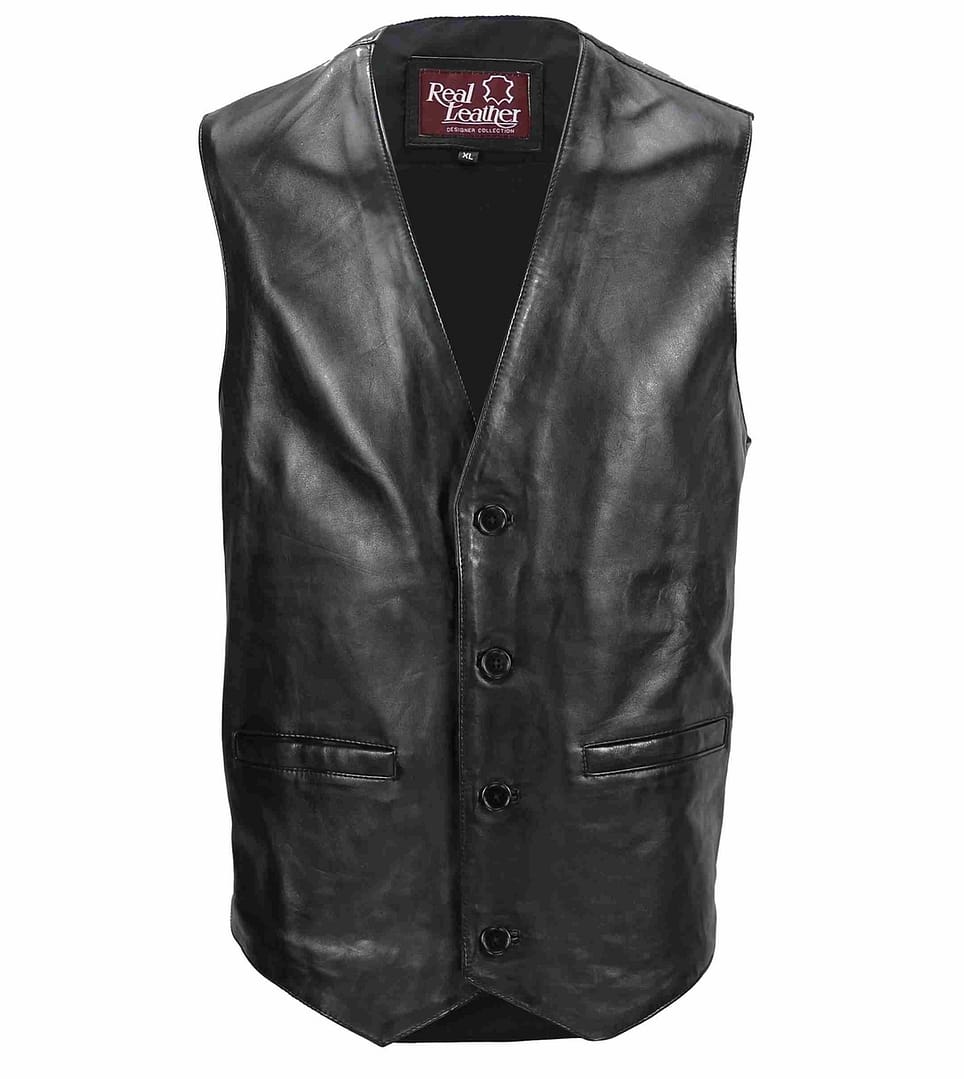 black leather biker vest